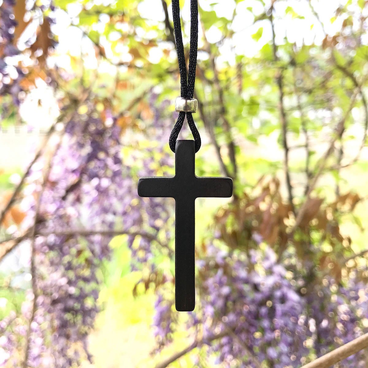 Classic Natural Ebony Cross Necklace