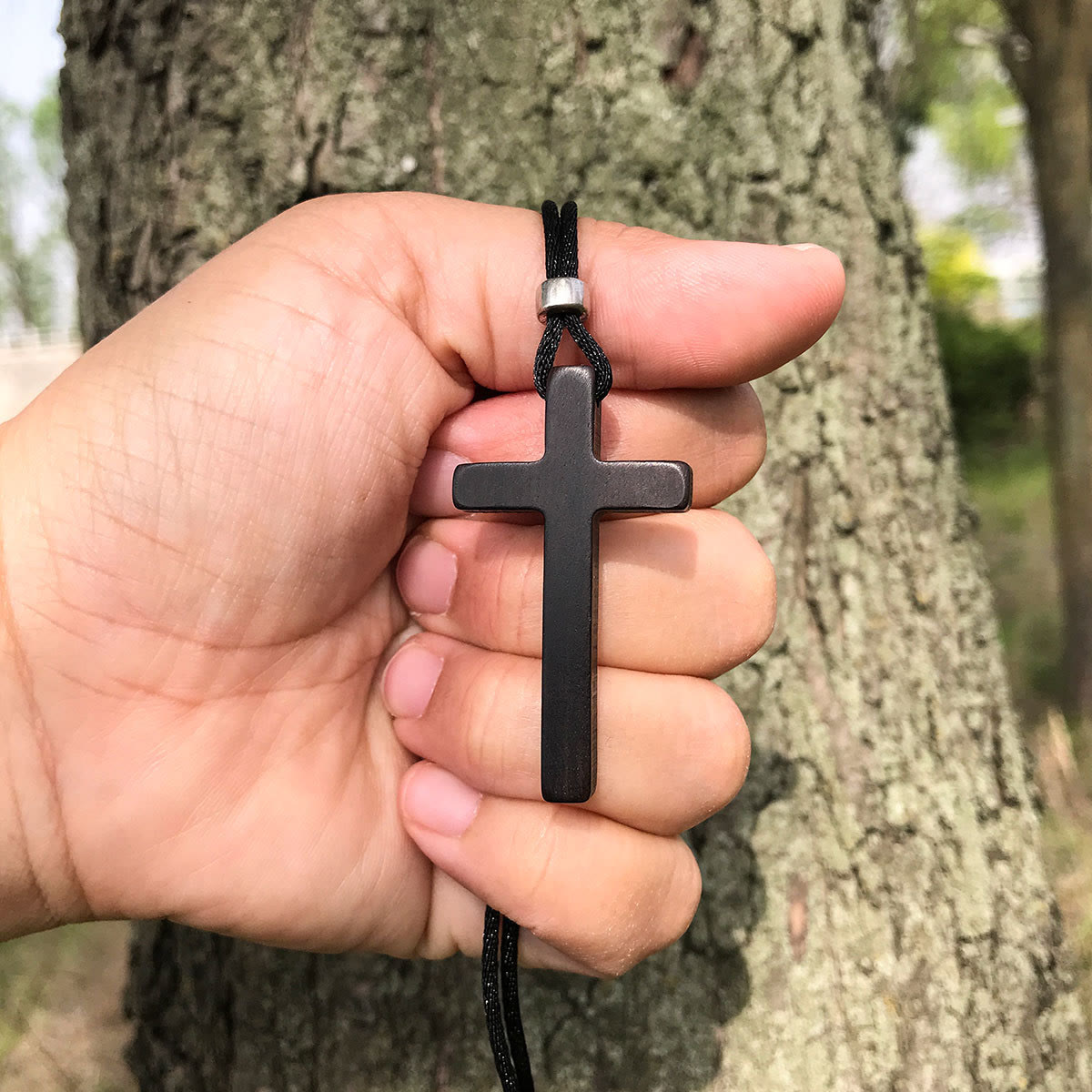 Classic Natural Ebony Cross Necklace