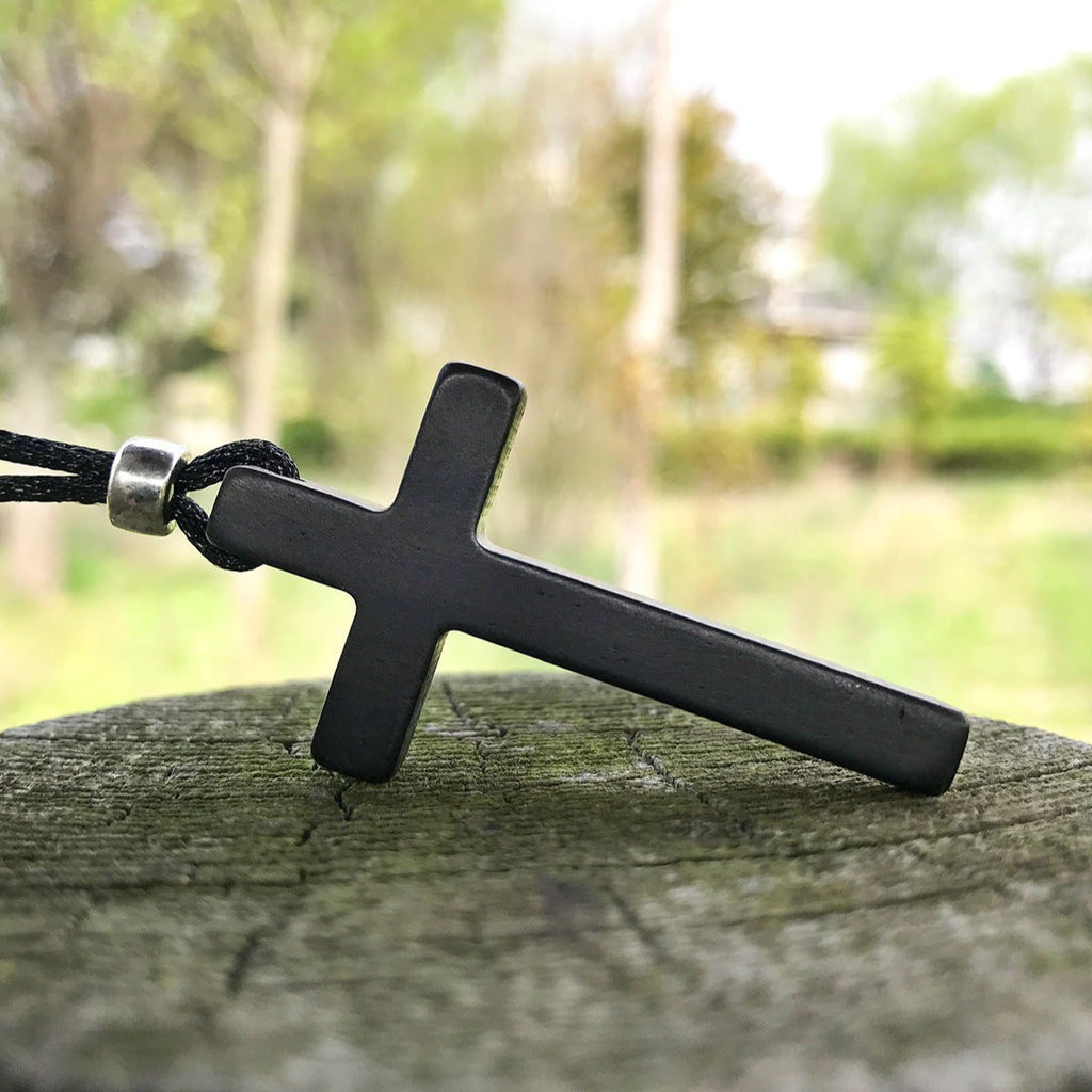 Classic Natural Ebony Cross Necklace