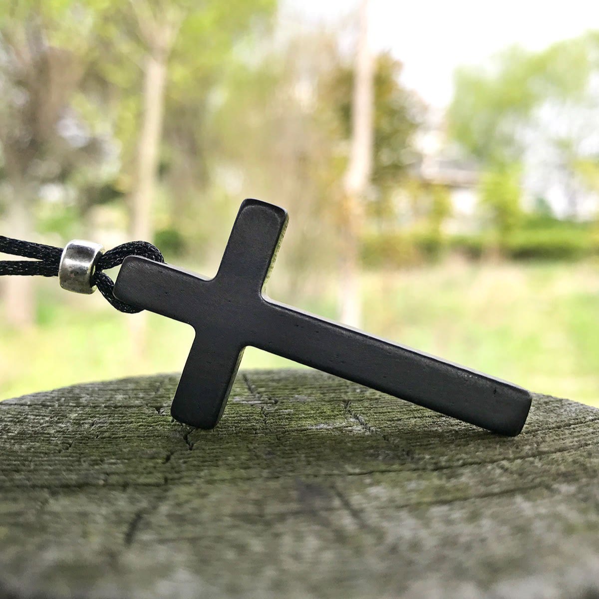 Classic Natural Ebony Cross Necklace
