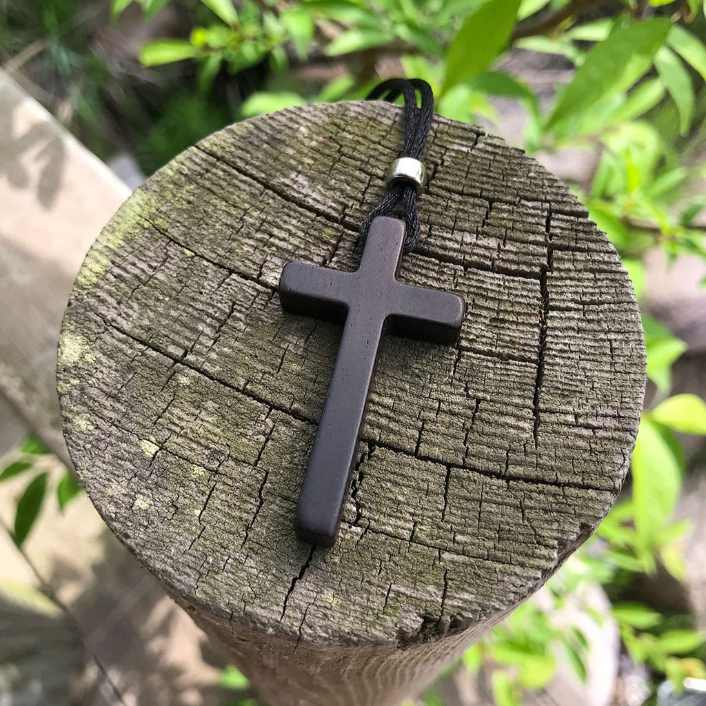 Classic Natural Ebony Cross Necklace