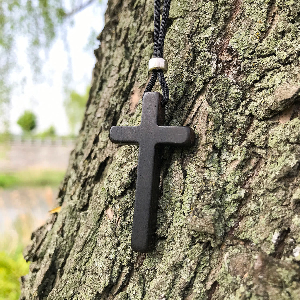 Classic Natural Ebony Cross Necklace