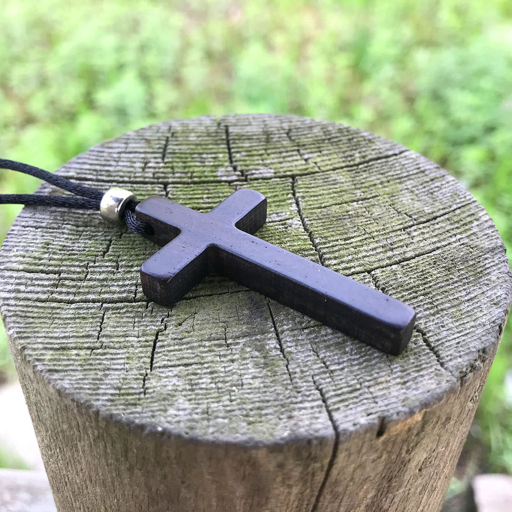 Classic Natural Ebony Cross Necklace