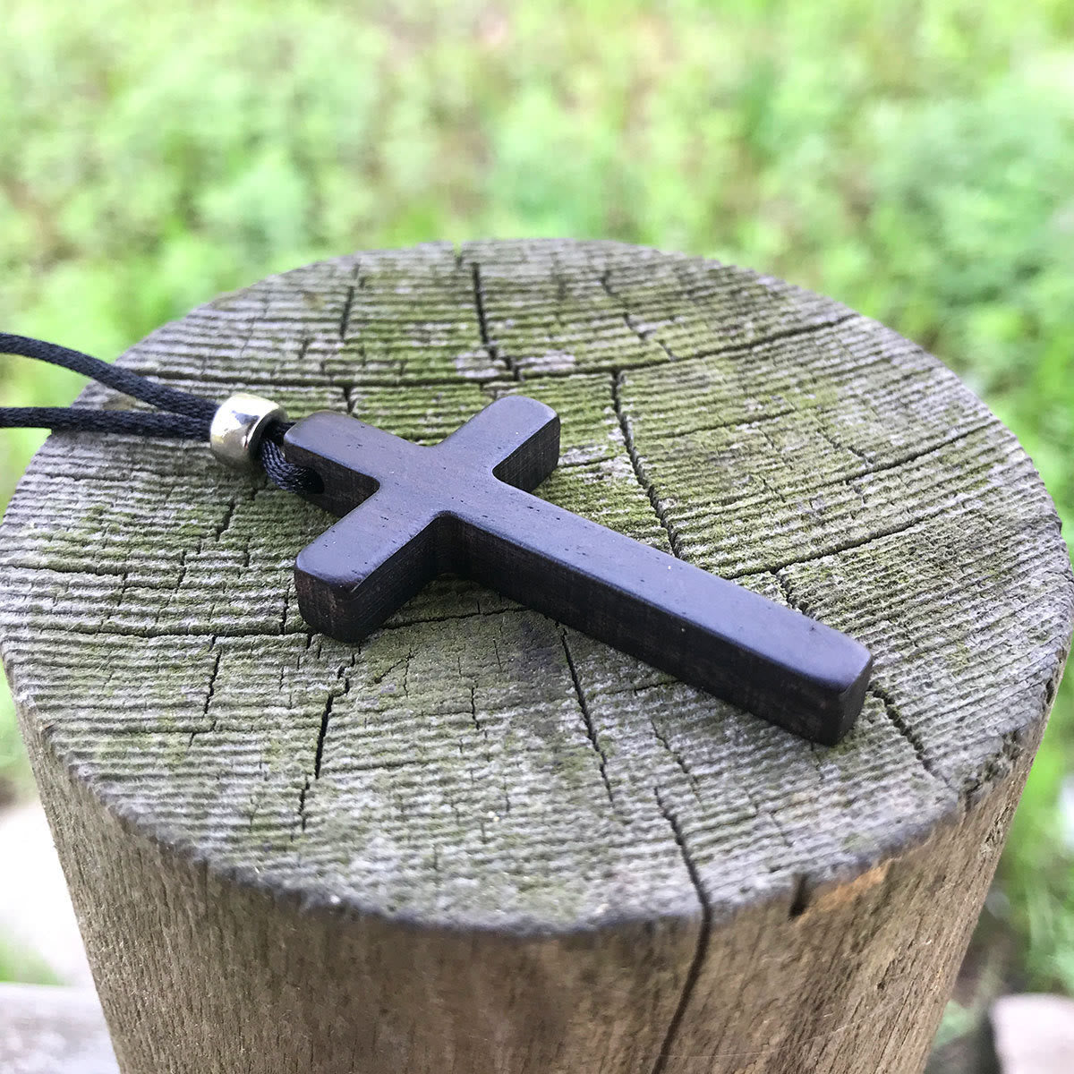 Classic Natural Ebony Cross Necklace