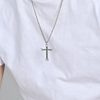 Minimalist Tricolor Wrench Cross Necklace with Faith & Strength Bible