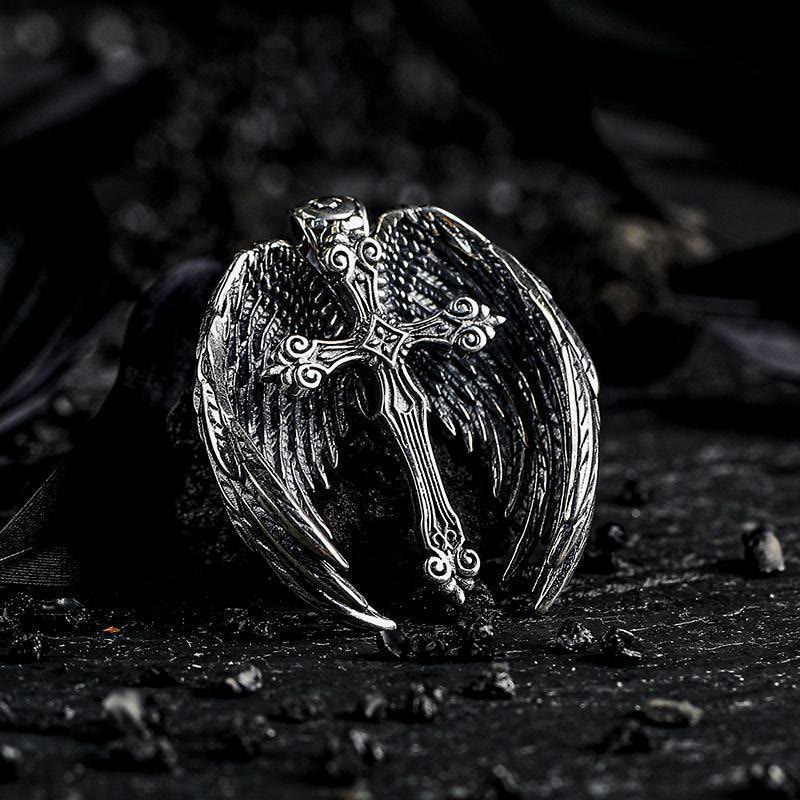 Guardian Angel Wings Cross Pendant Necklace