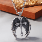 Guardian Angel Wings Cross Pendant Necklace