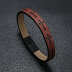 Classic Style Multicolor Leather Magnetic Buckle Bracelet with Cross