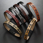 Classic Style Multicolor Leather Magnetic Buckle Bracelet with Cross