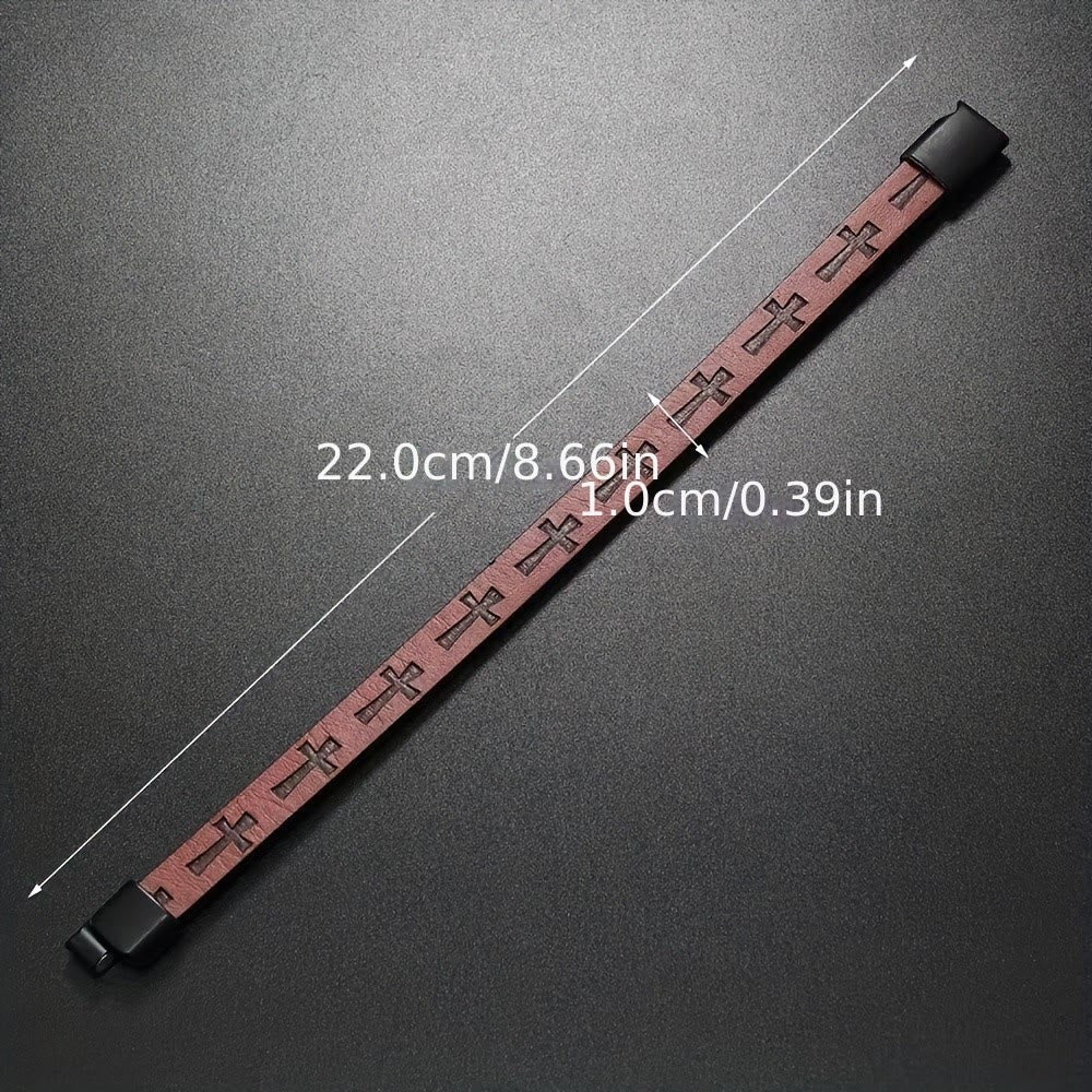 Classic Style Multicolor Leather Magnetic Buckle Bracelet with Cross