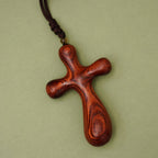 Vintage Sandalwood INRI Crucifix Car Pendant & Necklace