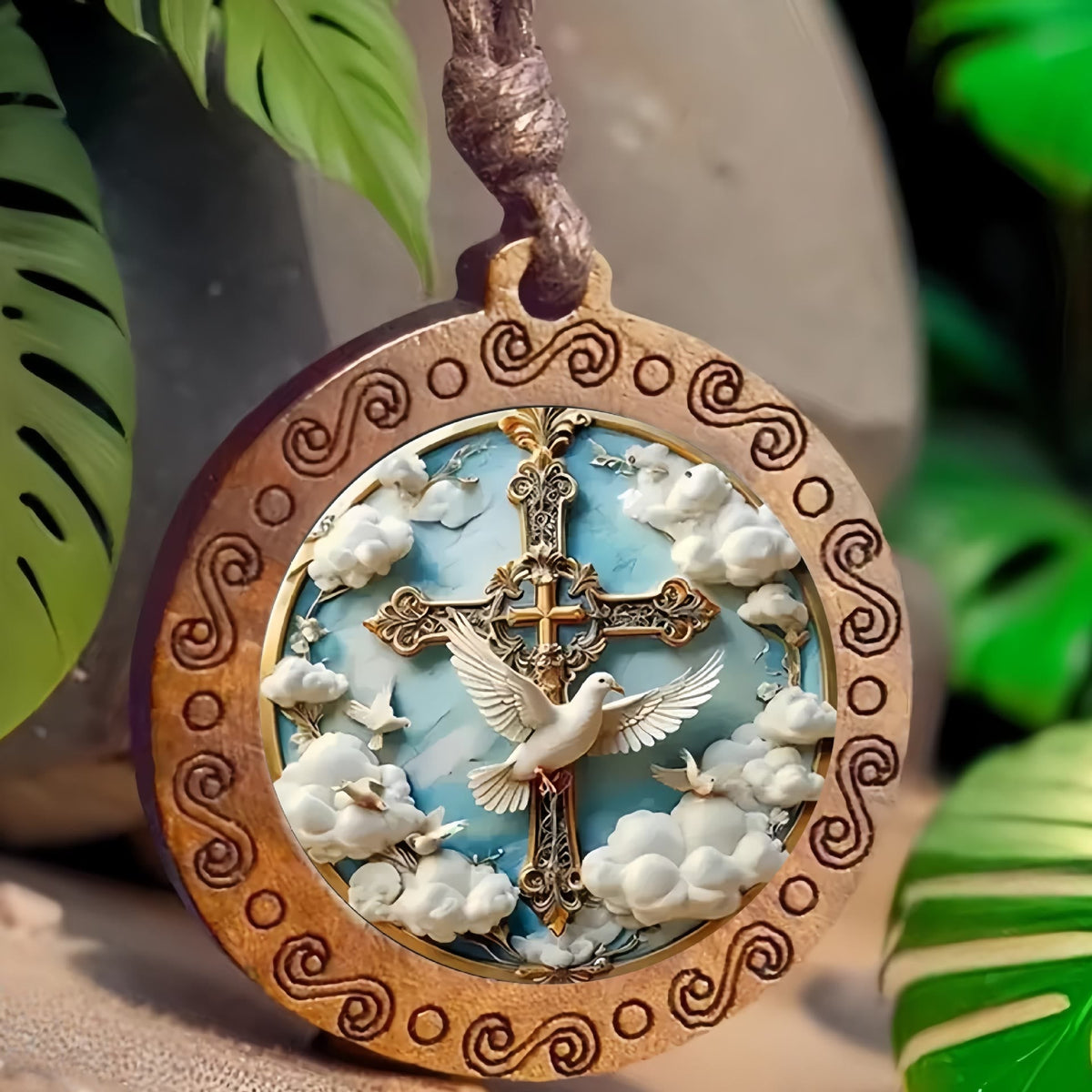 Holy Spirit Dove & Cross Necklace