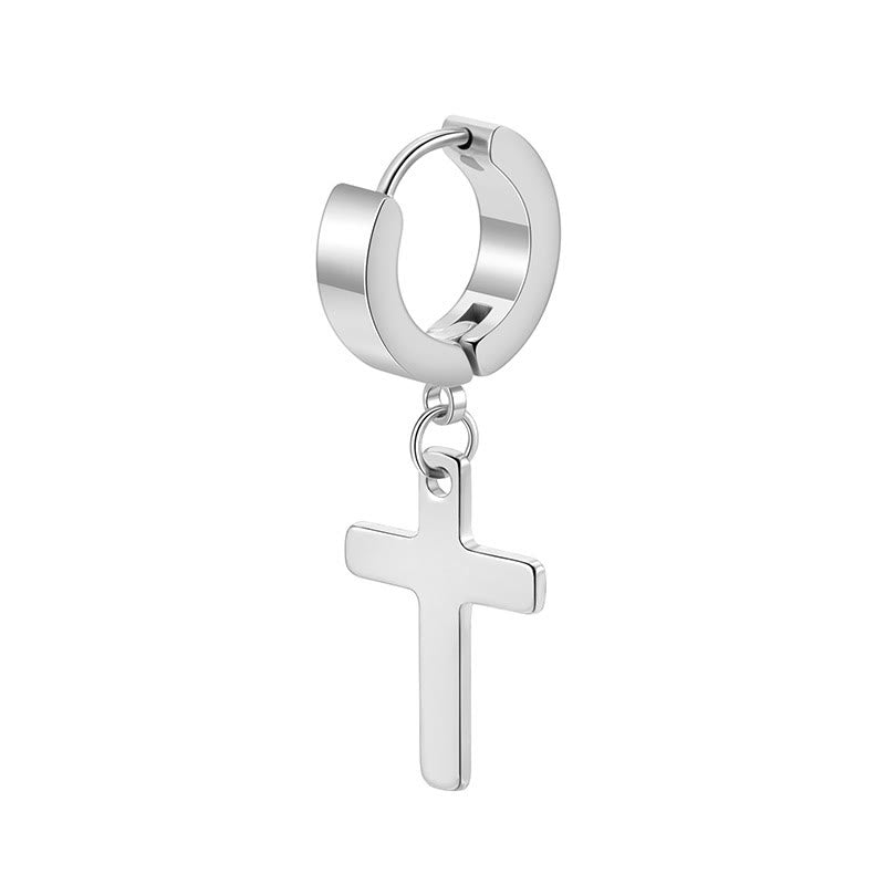 Trendy Cross Dangle Hoop Earrings