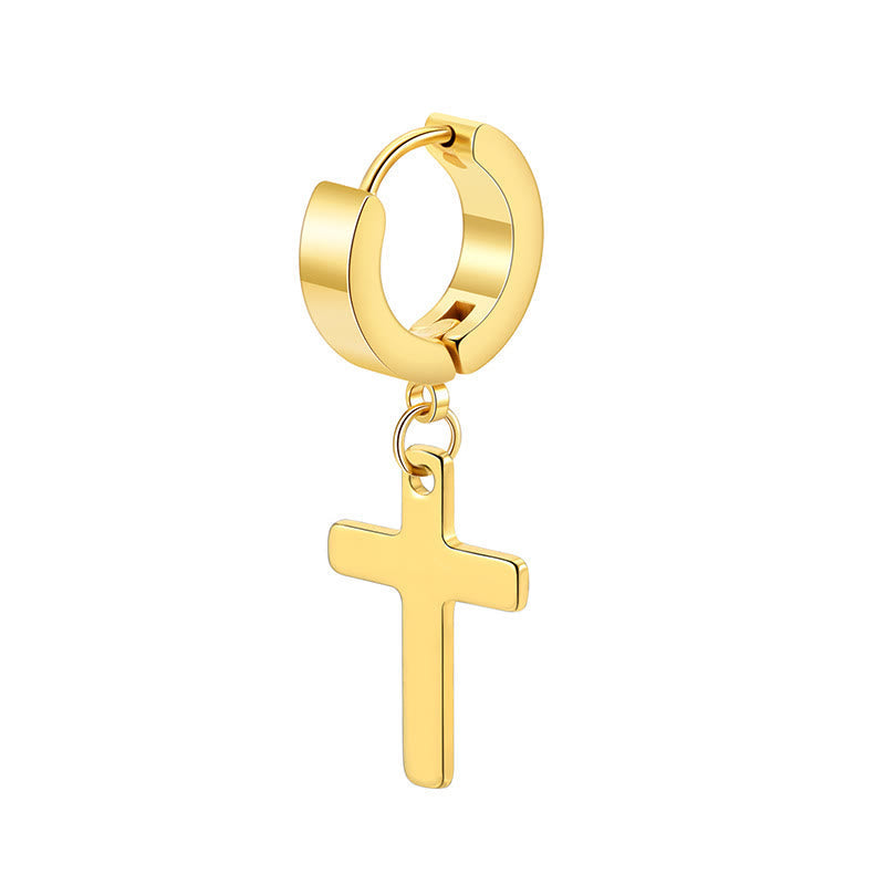 Trendy Cross Dangle Hoop Earrings