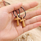 Wooden Cross Pendant Necklace