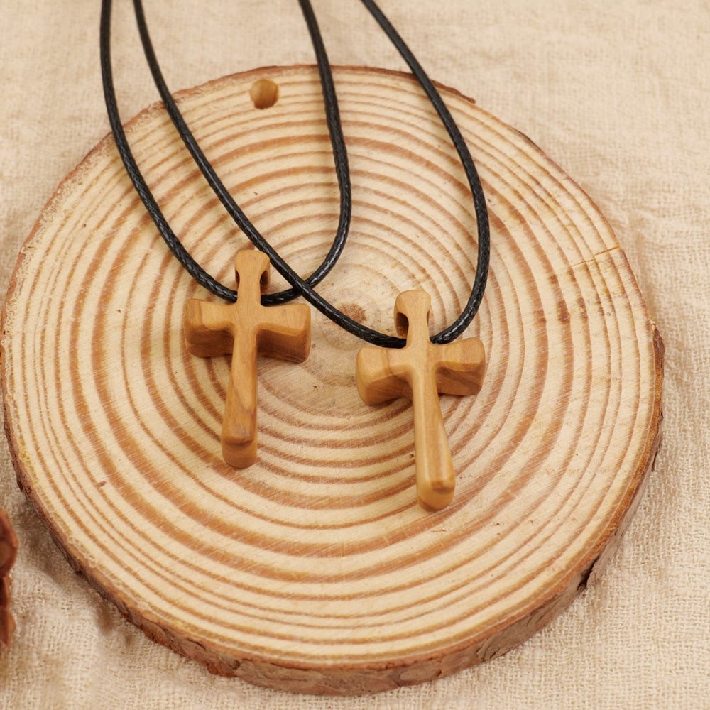 Wooden Cross Pendant Necklace