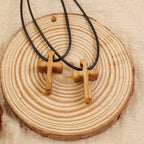 Wooden Cross Pendant Necklace