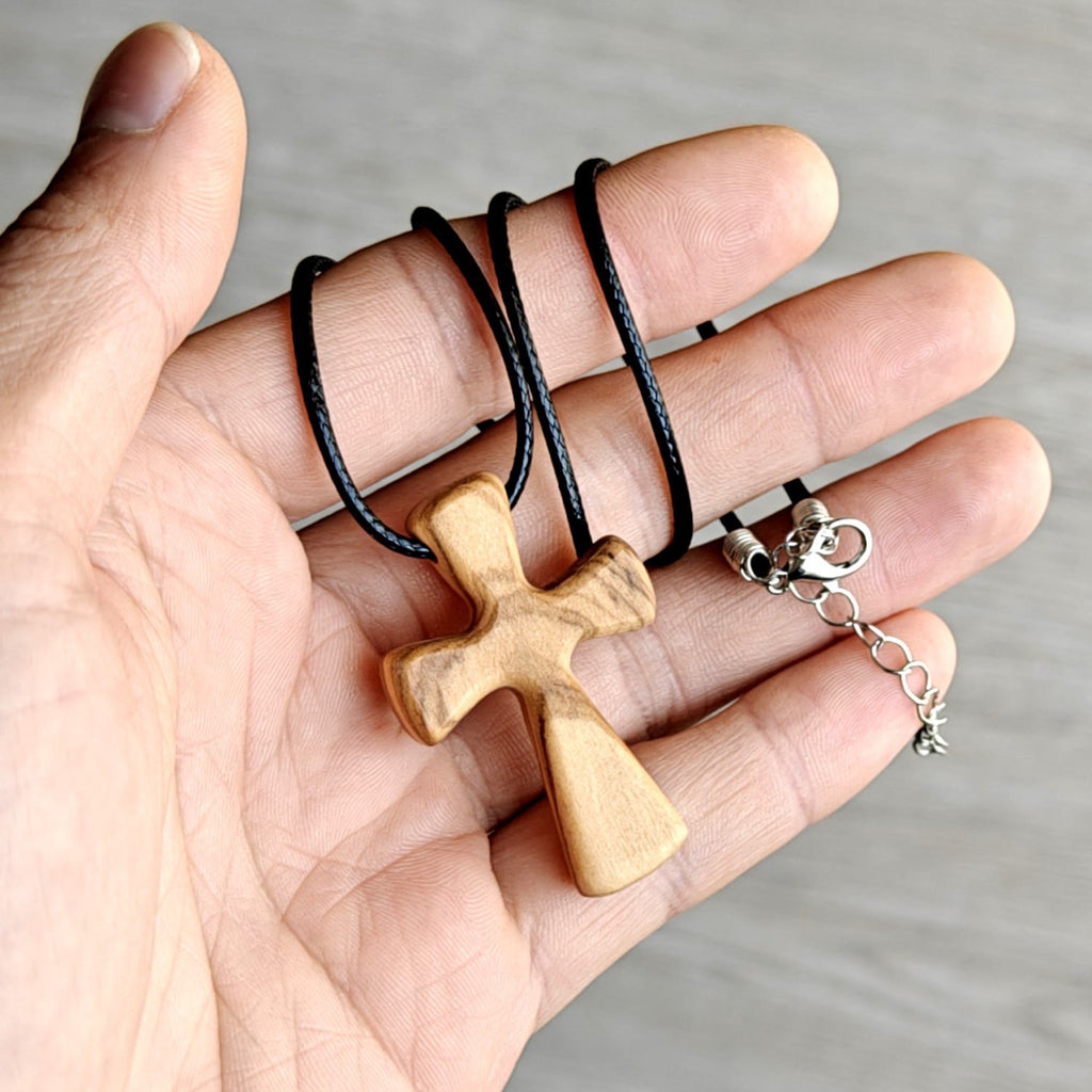 Wooden Cross Pendant Necklace