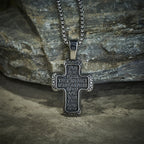 Antique-Style Orthodox Cross Pendant Necklace with Double-Sided
