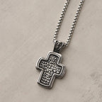 Antique-Style Orthodox Cross Pendant Necklace with Double-Sided