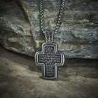 Antique-Style Orthodox Cross Pendant Necklace with Double-Sided