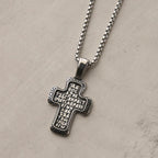 Antique-Style Orthodox Cross Pendant Necklace with Double-Sided