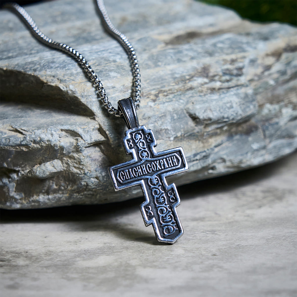 Two-Color Orthodox Crucifix Necklace with Profound Spiritual Meaning