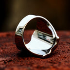Medieval Style Red Cross Shield Ring with Knightly Design and Engraved