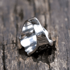 Medieval Style Red Cross Shield Ring with Knightly Design and Engraved