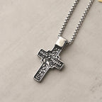 Vintage Titanium Steel Sacred Orthodox Cross Necklace with Religious