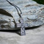 Vintage Titanium Steel Sacred Orthodox Cross Necklace with Religious