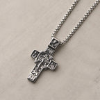 Vintage Titanium Steel Sacred Orthodox Cross Necklace with Religious
