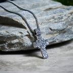 Vintage Titanium Steel Sacred Orthodox Cross Necklace with Religious