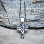 Vintage Titanium Steel Sacred Orthodox Cross Necklace with Religious