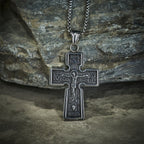 Vintage Titanium Steel Sacred Orthodox Cross Necklace with Religious