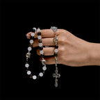 Our Lady's Blessing with Black & White Cow Cat Beads Bracelet, Animal