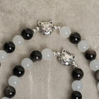 Our Lady's Blessing with Black & White Cow Cat Beads Bracelet, Animal
