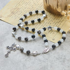 Our Lady's Blessing with Black & White Cow Cat Beads Bracelet, Animal