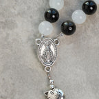 Our Lady's Blessing with Black & White Cow Cat Beads Bracelet, Animal