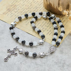 Our Lady's Blessing with Black & White Cow Cat Beads Bracelet, Animal