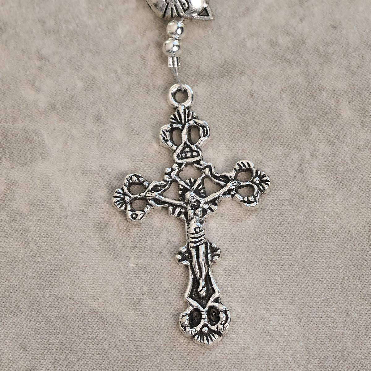 Our Lady's Blessing with Black & White Cow Cat Beads Bracelet, Animal