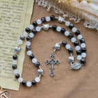 Our Lady's Blessing with Black & White Cow Cat Beads Bracelet, Animal