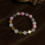 Graceful 8mm Persian Pink & Black Jade Beads Bracelet with Ancient