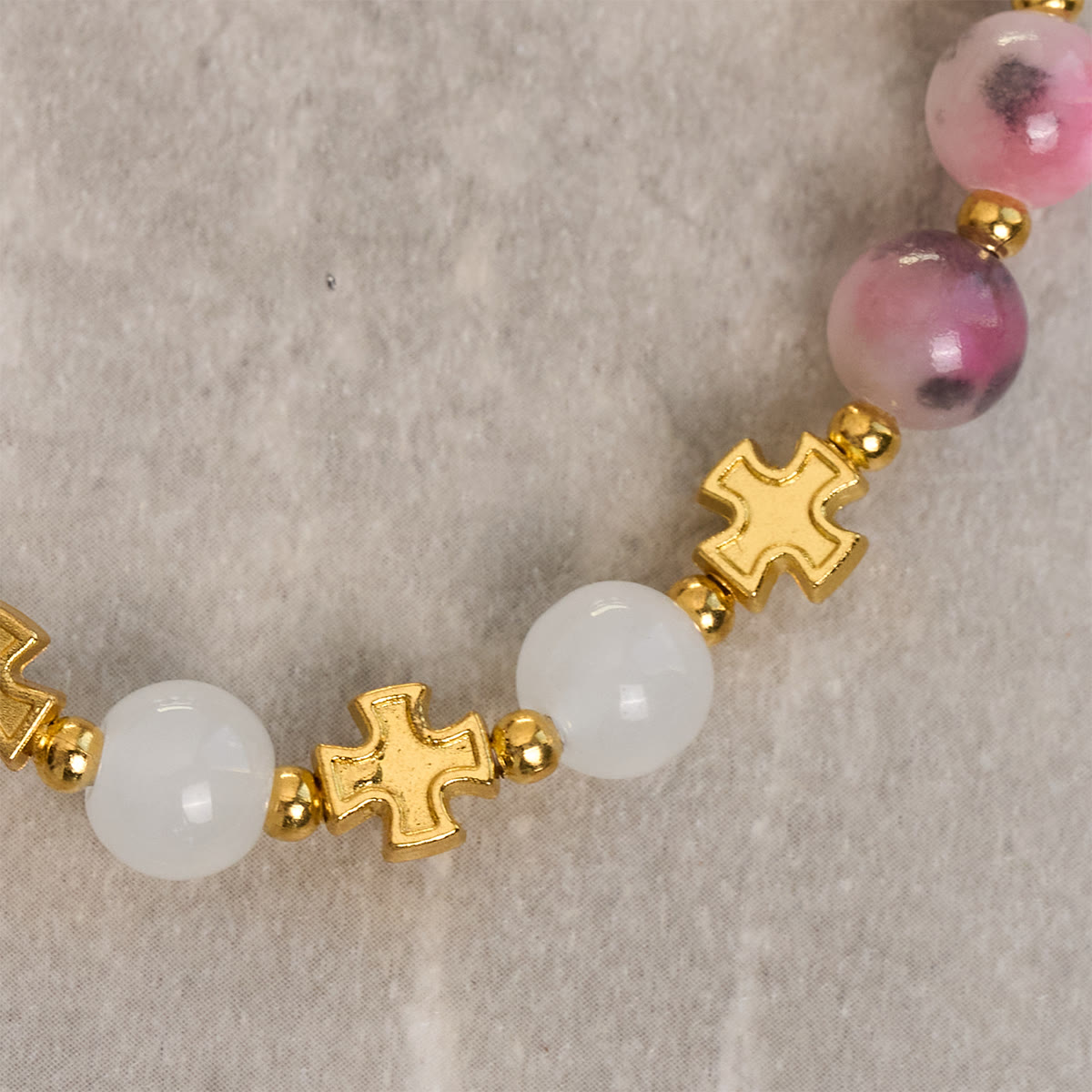 Graceful 8mm Persian Pink & Black Jade Beads Bracelet with Ancient