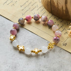 Graceful 8mm Persian Pink & Black Jade Beads Bracelet with Ancient