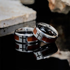 Modern Sleek Cross Ring with Wooden Detail