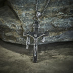 Artistic Sterling Silver INRI Cross Necklace