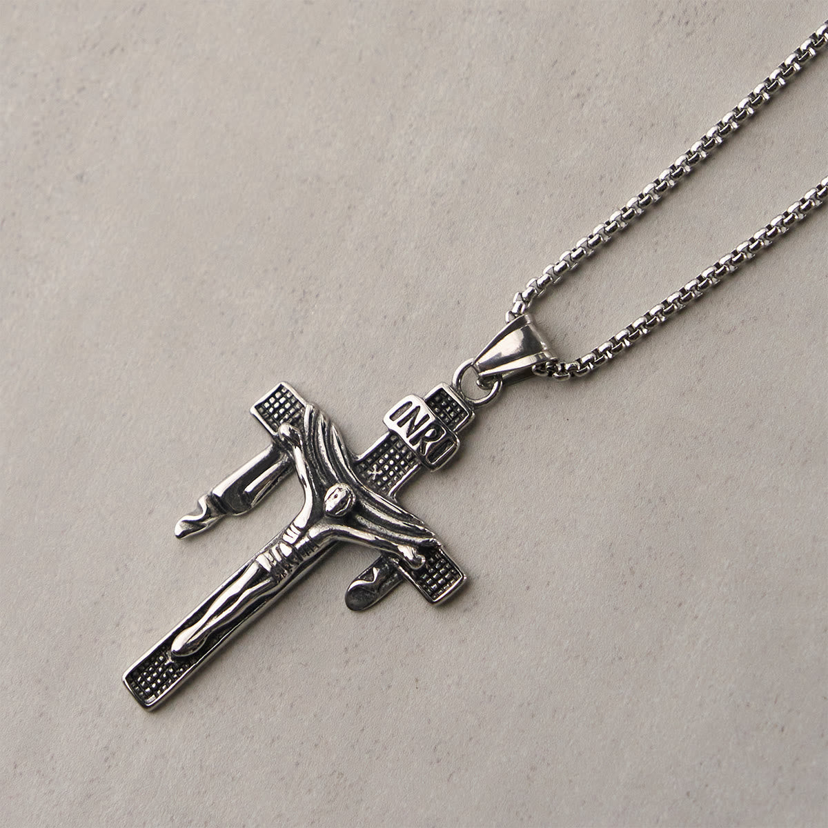 Artistic Sterling Silver INRI Cross Necklace