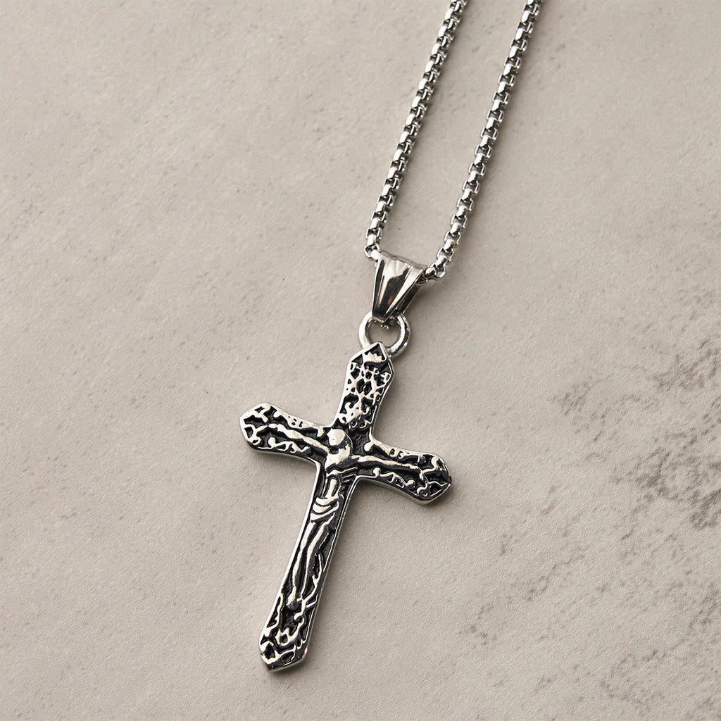 Classic Stainless Steel Ornate Cross Necklace