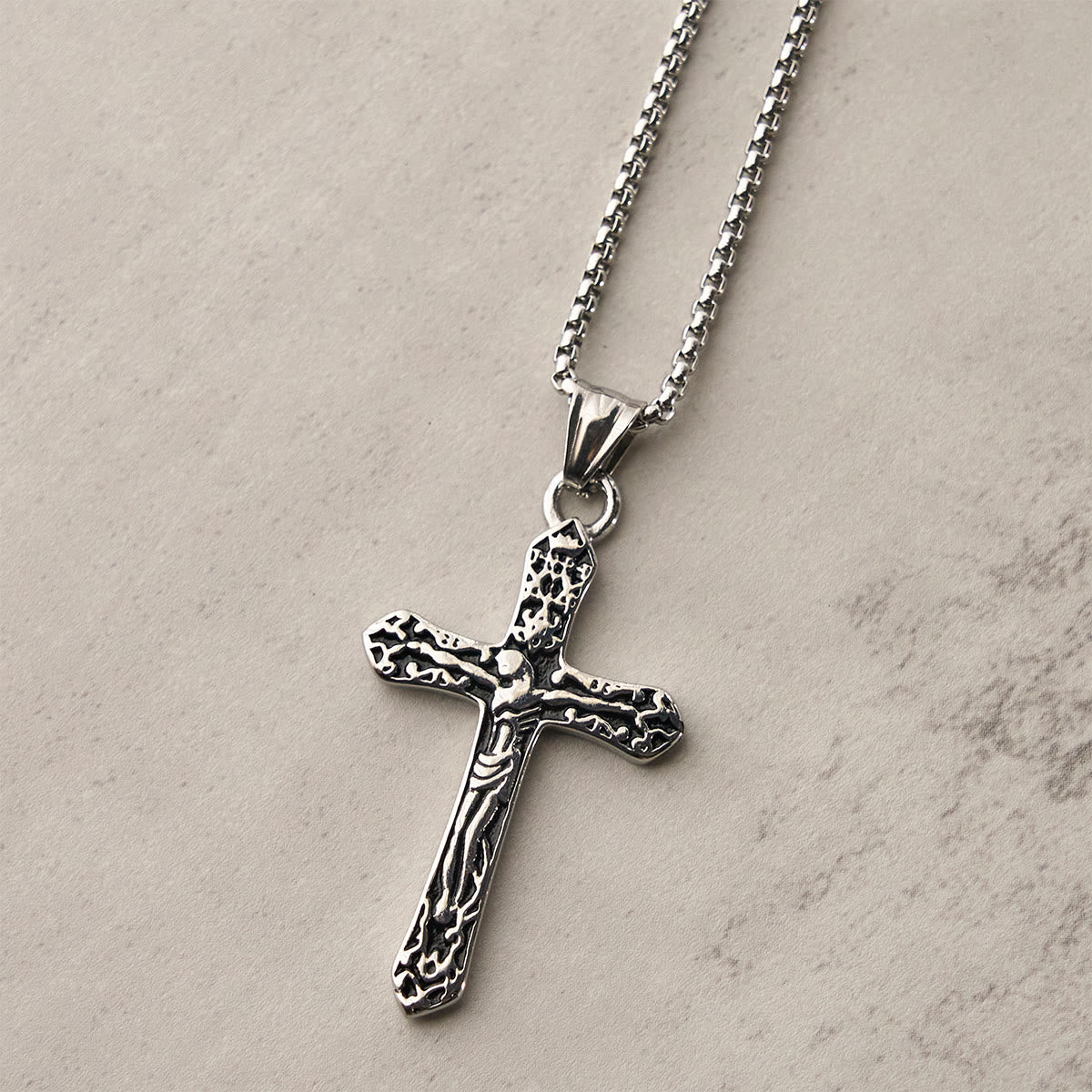 Classic Stainless Steel Ornate Cross Necklace